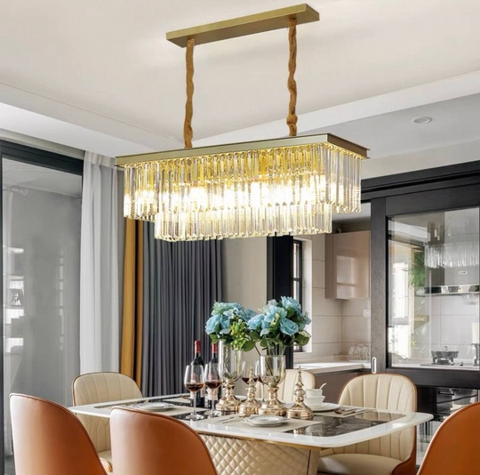 Люстра подвесная, золотой, кристалл, GINA 125*28, металл, E14.