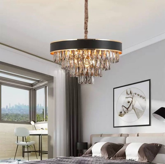 Люстра подвесная ALA 80*42 золото, кристалл, металл, Е14.