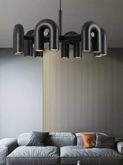 Светильник подвесной черный Aelora, металл, трос 150 см, 80*38 см, LED