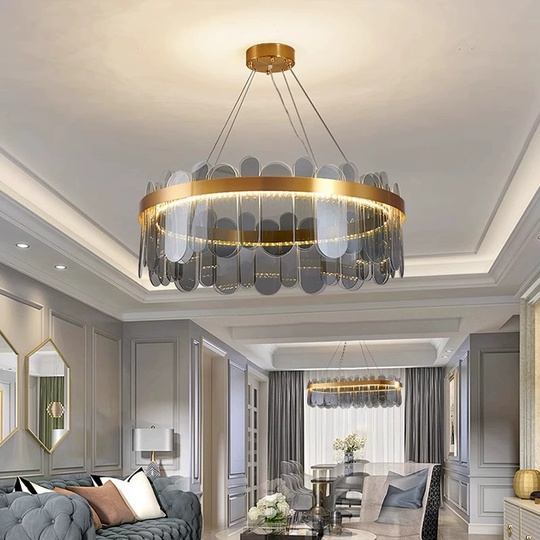 Люстра подвесная, медь, пепел, стекло, DOLUN 80*27, металл, G9.