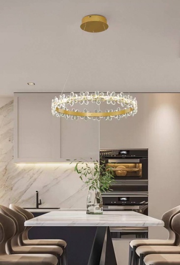 Люстра подвесная, золото, хрусталь, AXTON 60*120, металл, LED