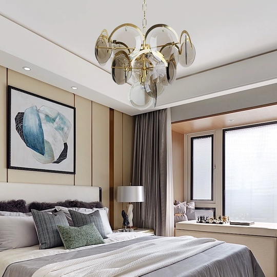 Люстра подвесная, бронза, ПММА, PATRICK 80*45 металл, E14.