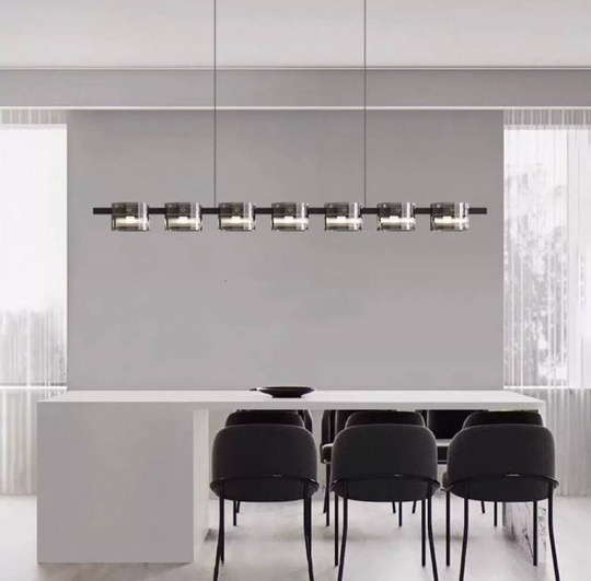 Люстра подвесная, черный, стекло, SUSURRUS 120*17, металл, G9.