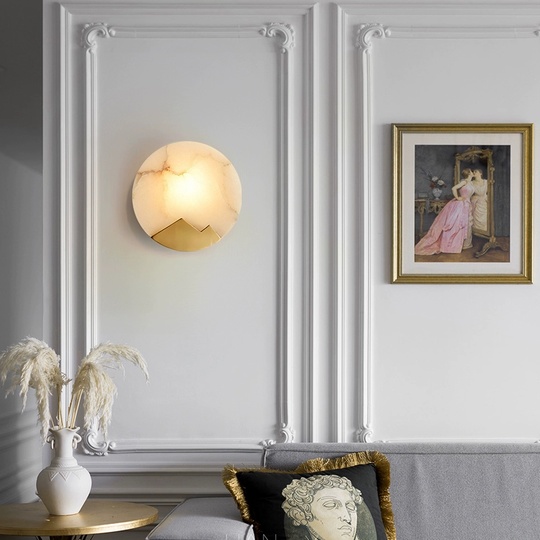 Настенный светильник медный ALABASTER, Бра, 20*20, медь, мрамор, LED.