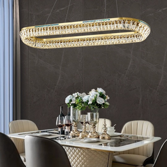 Люстра подвесная CANDAN 80*180 золотой, хрусталь, металл, LED.