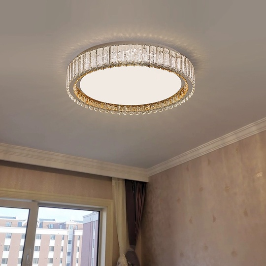 Потолочный светильник, хром, кристалл, GRACE 80*13 металл, LED.