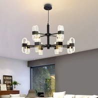 Люстра подвесная, черный, ПММА, AEGENBALD 90*45, металл, LED