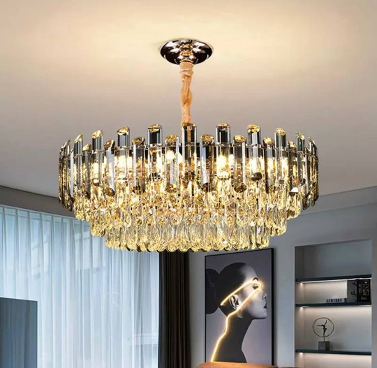 Люстра подвесная ALEV 50*30 золото, кристалл, металл, E14.