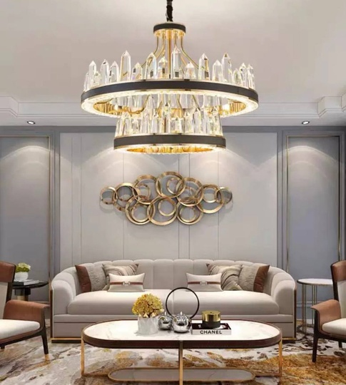 Люстра подвесная ALBENI 80*40 золото, кристалл, металл, LED.