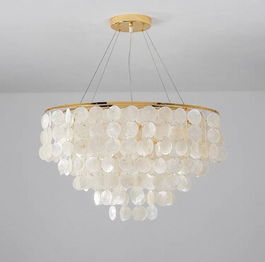 Люстра подвесная золотая Elyvor, металл, трос 50, 70*43 см, E14