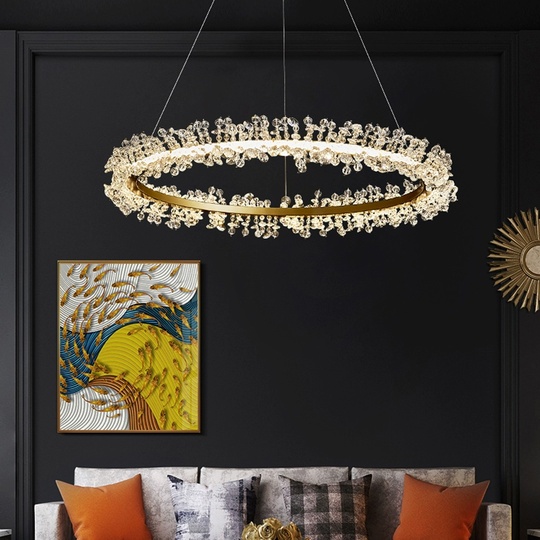 Люстра подвесная, золотой, кристалл, LADYWISE 100*120, металл, LED.