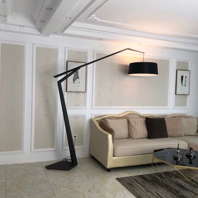 Торшер, черный, Lumens 200*200, светодиодный, E27, металл, ткань