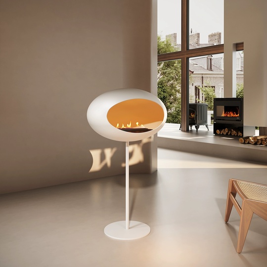 Камин с живым огнем, черный, диаметр 80 см