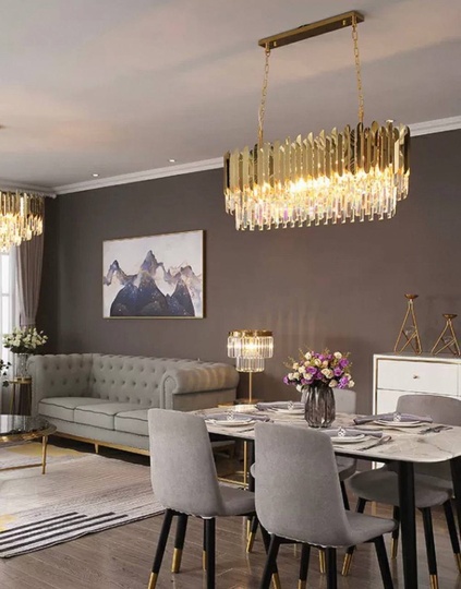 Люстра подвесная, медная, хрусталь, DILMEN 100*40, металл, Е14.