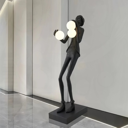 Торшер черный Hatted, 60*40*175 см, LED, Е27*3, смола, стекловолокно, 24 Вт