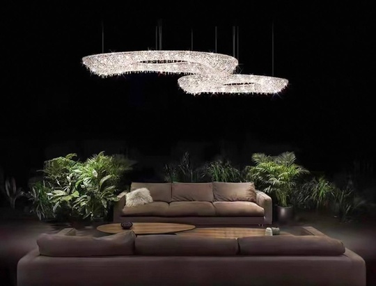 Люстра подвесная, серебро, хрусталь, ZOE 162*62*20 металл, G9.