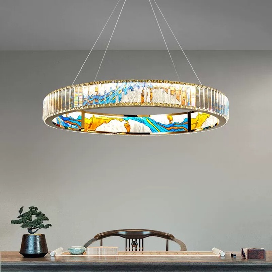 Люстра подвесная, золото, ПММА, RALPH 80*10 металл, LED.