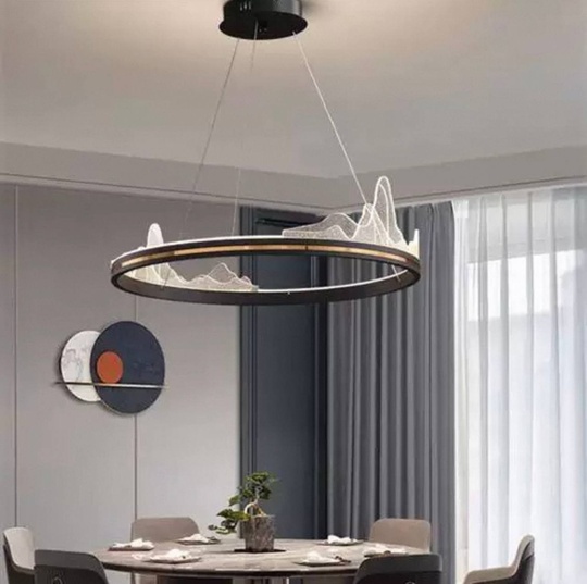 Люстра подвесная, черный, ПММА, CHAD BLACK 40*20, металл, LED