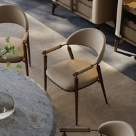 Стул обеденный для кухни, 50*78*56 см, кожа, молочный, итальянский