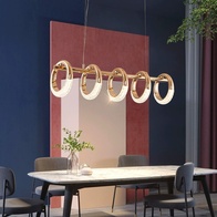 Светильник подвесной золотой Elenthos, металл, трос 100 см, 80*21 см, LED