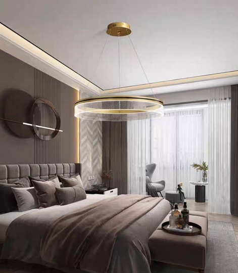 Люстра подвесная, золото, ПММА, MYLES GOLD 60*7, металл, LED