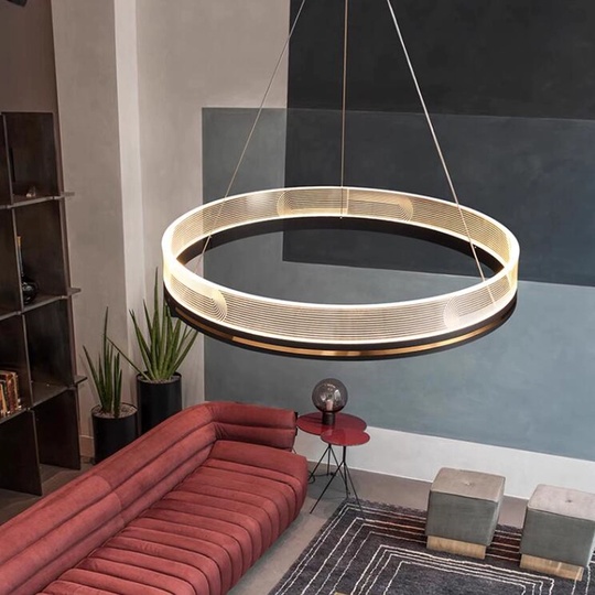 Люстра подвесная, черная, ПММА, MYLES BLACK 40*7, металл, LED