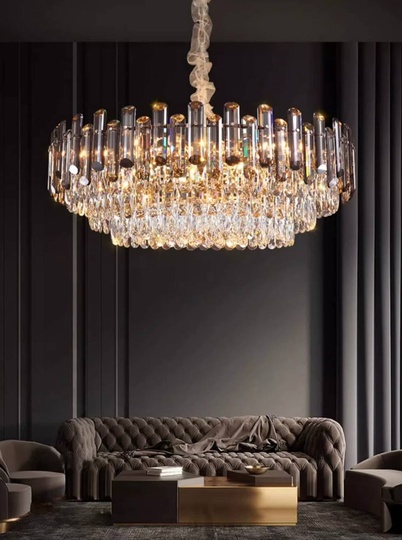 Люстра подвесная ALEV 60*30 золото, кристалл, металл, E14.