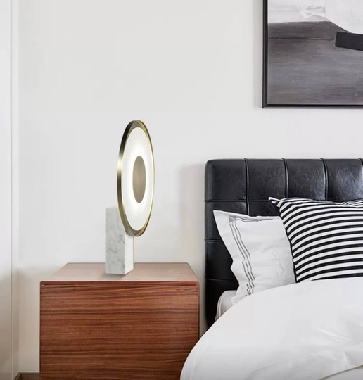 Настольная лампа BETO 32*43, мрамор, акрил, белый, античная бронза