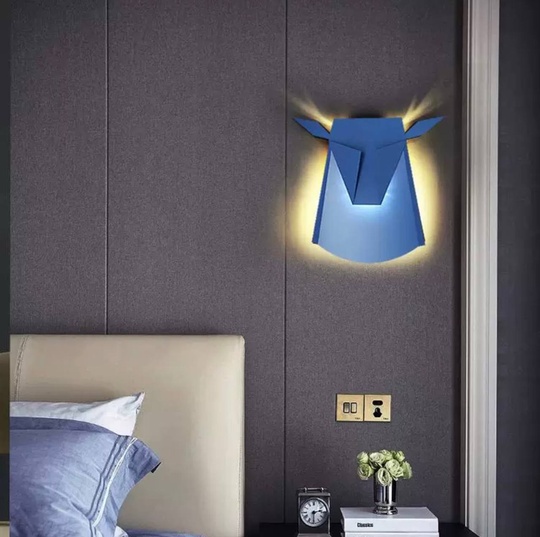 Настенный светильник, БРА GOKER 38*35, голубой, металл, LED.