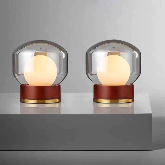 Настольная лампа CALEB 25*30, бордовый, металл, дерево, Е27.