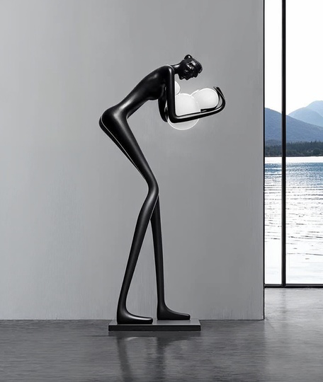 Напольный светильник - торшер девушка NIM GIRL, черный, E27, 20 Вт, стекловолокно