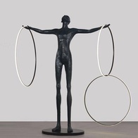 Напольный светильник черный с 3 кольцами NIM THREE, LED, 90 Вт