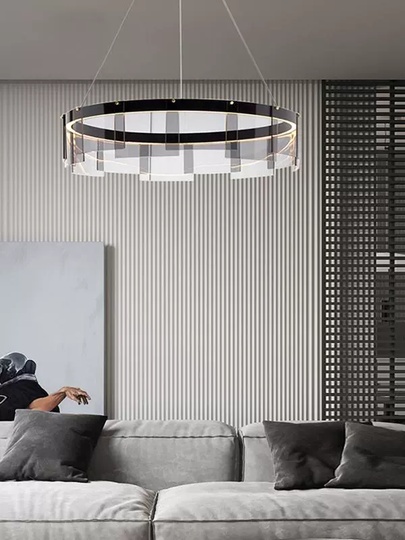 Люстра подвесная, черный, ПММА, MANUEL 60*20 металл, LED.