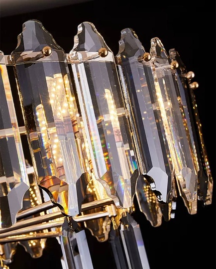 Люстра подвесная ALAGEYIK 60*32 дымчатый, кристалл, металл, Е14.