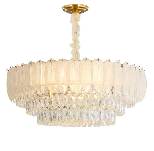 Люстра подвесная AKCICEC 60*35 белый, золото, стекло, металл, Е14.