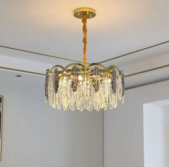 Люстра подвесная, медь, пепельный, кристалл, GUMUS 100*28, металл, Е14.