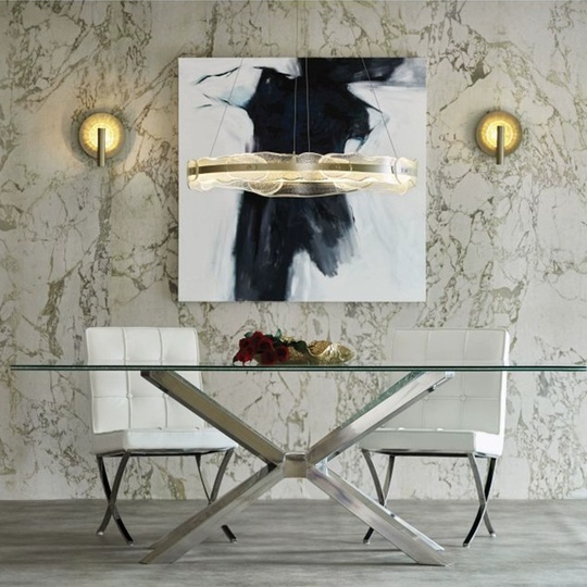 Светильник подвесной бронзовый Elviku, металл, трос 150 см, 80*13 см, LED