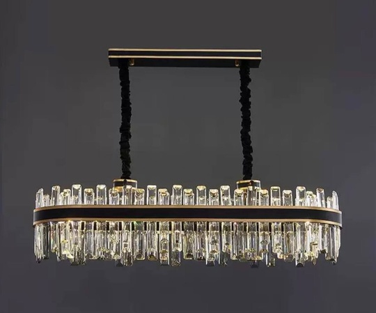 Люстра подвесная BIRGUN 80*23 золото, черный, кристалл, металл, E14.
