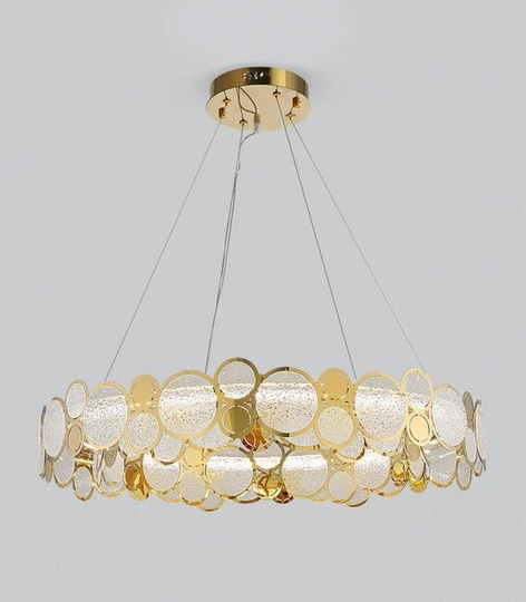 Люстра подвесная, золото, песочно-белый, стекло, AUTUNA 76*13, металл, G9.