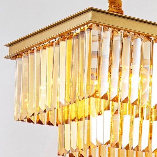 Люстра подвесная, золотой, кристалл, GINA 60*28, металл, E14.