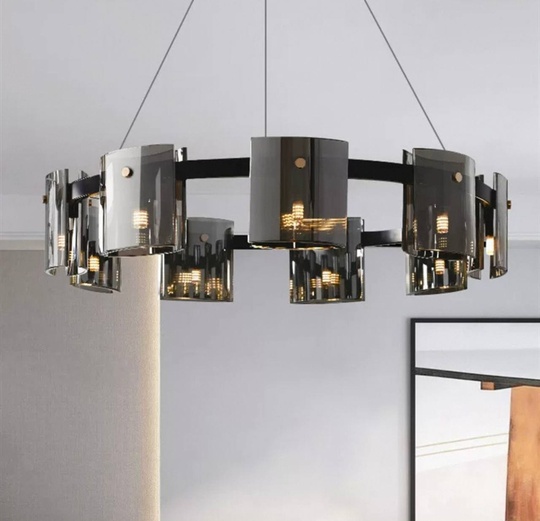 Люстра подвесная, черный, стекло, MELLIFLUOUS 100*17, металл, G9.