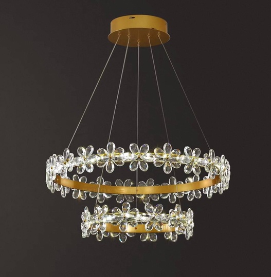 Люстра подвесная, золото, хрусталь, FERGUS 80*100, металл, LED