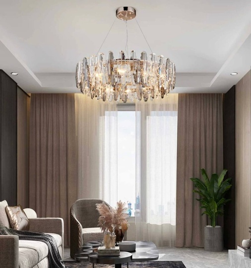 Люстра подвесная BENAY 60*25 дымчатый, стекло, металл, Е14.