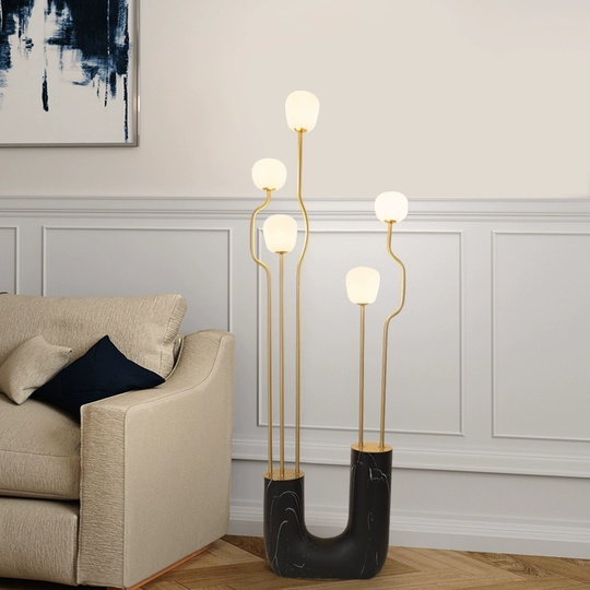 Торшер черный Virilo, 43*143 см, LED, G9*5, мрамор, 10 Вт