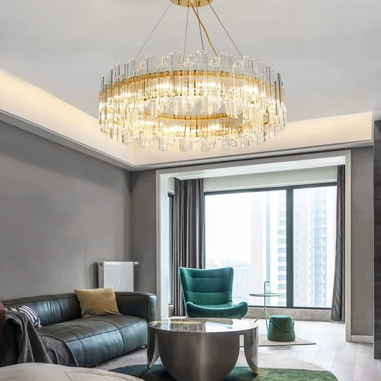 Люстра подвесная ERDEN 60*25 золото, стекло, металл, Е14.