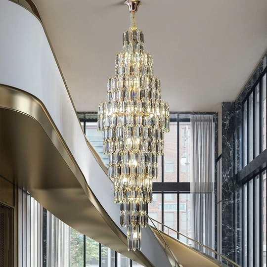 Люстра подвесная, золото, кристалл, HEZEL 80*250 металл, E14.