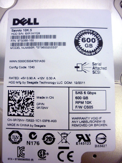 Жесткий диск Dell 600GB 10K 2.5 6G SAS R72NV