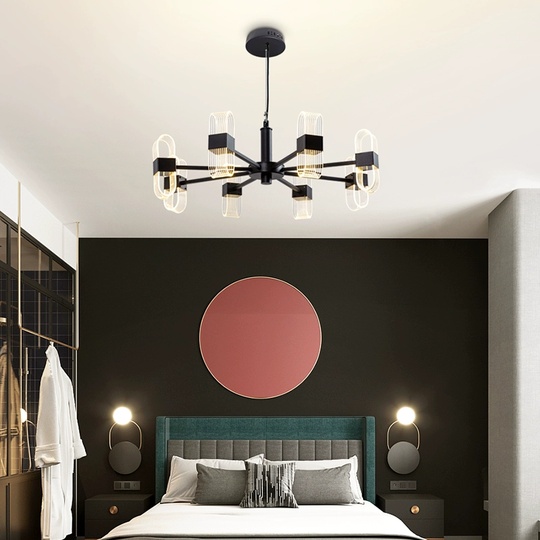 Люстра подвесная, черный, ПММА, AEGEN 65*30, металл, LED