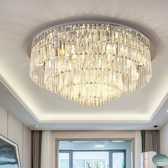 Потолочный светильник, серебро, хрусталь, CLOVER 80*35 металл, Е14.