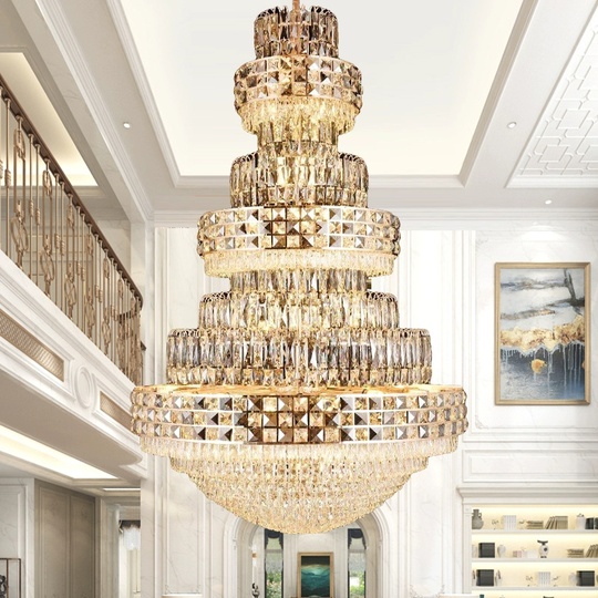 Люстра подвесная, золото, кристалл, PADDY 200*300 металл, E14.